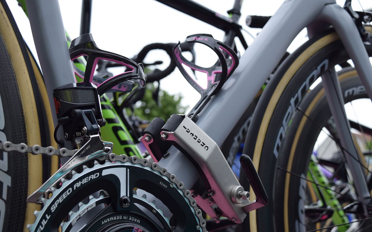 Three bottle cage bosses are on the down tube of the frame, offering improved aerodynamics