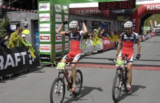 Stage 2 - Defending champion BiXS iXS Pro Team celebrates stage triumph