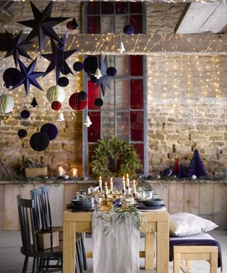 Fairy lights, candle holders, hanging decorations