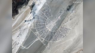 The Burning Man event site can be seen from space in satellite images released by Maxar Technologies.