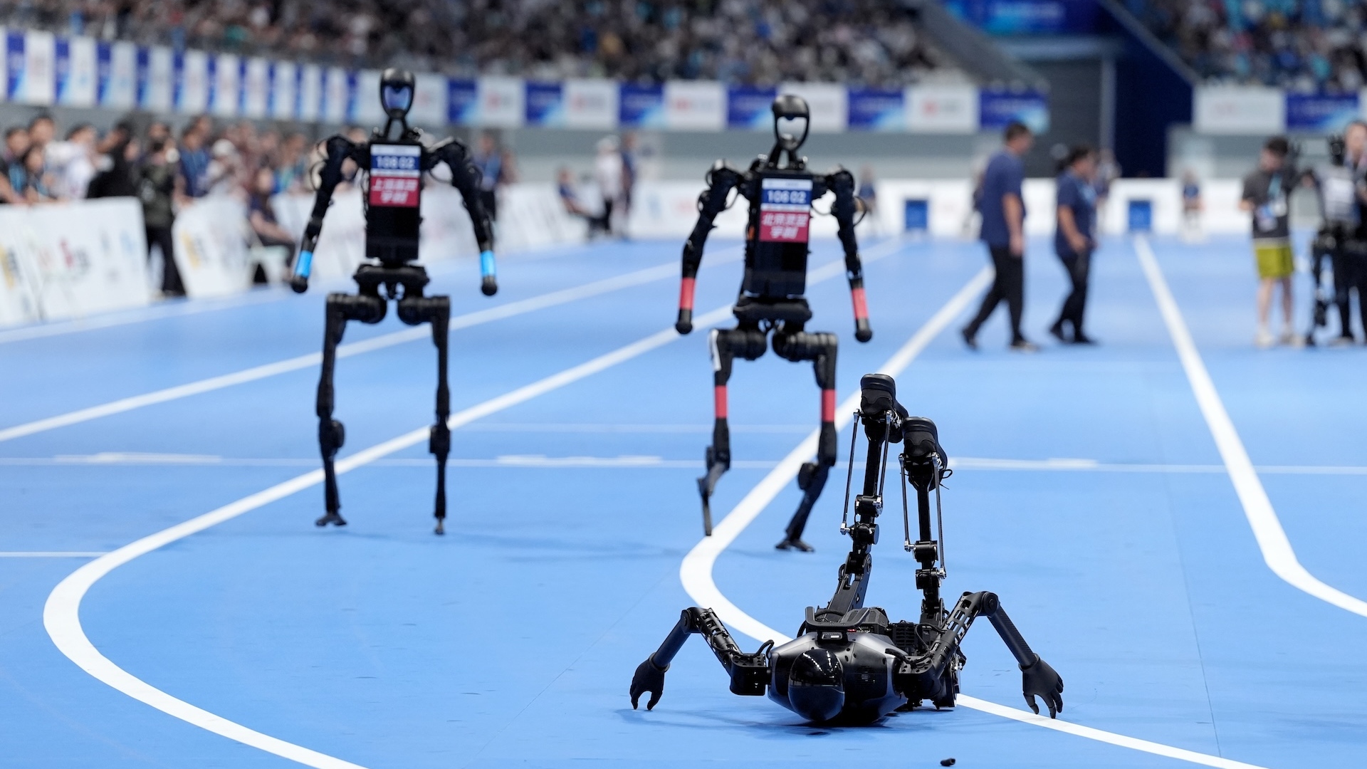 Robots running at the Humanoid games 