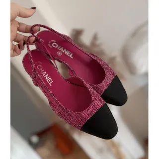 Chanel, Slingback Tweed Ballet Flats