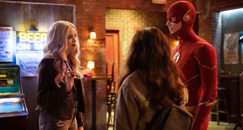 Danielle Panabaker and Grant Gustin in The Flash "Growing Pains"