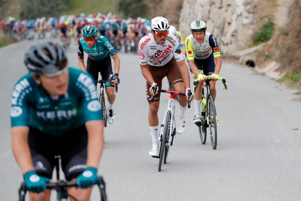 BAZA SPAIN FEBRUARY 19 Greg Van Avermaet of Belgium and Ag2R Citroen Team competes in the breakaway during the 68th Vuelta A Andalucia Ruta Del Sol 2022 Stage 4 a 167km stage from Cllar Vega to Baza 836m 68RdS on February 19 2022 in Baza Spain Photo by Bas CzerwinskiGetty Images