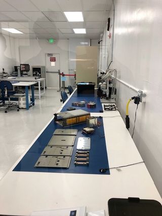 The BioSentinel cubesat being assembled at NASA's Ames Research Center in March 2019.
