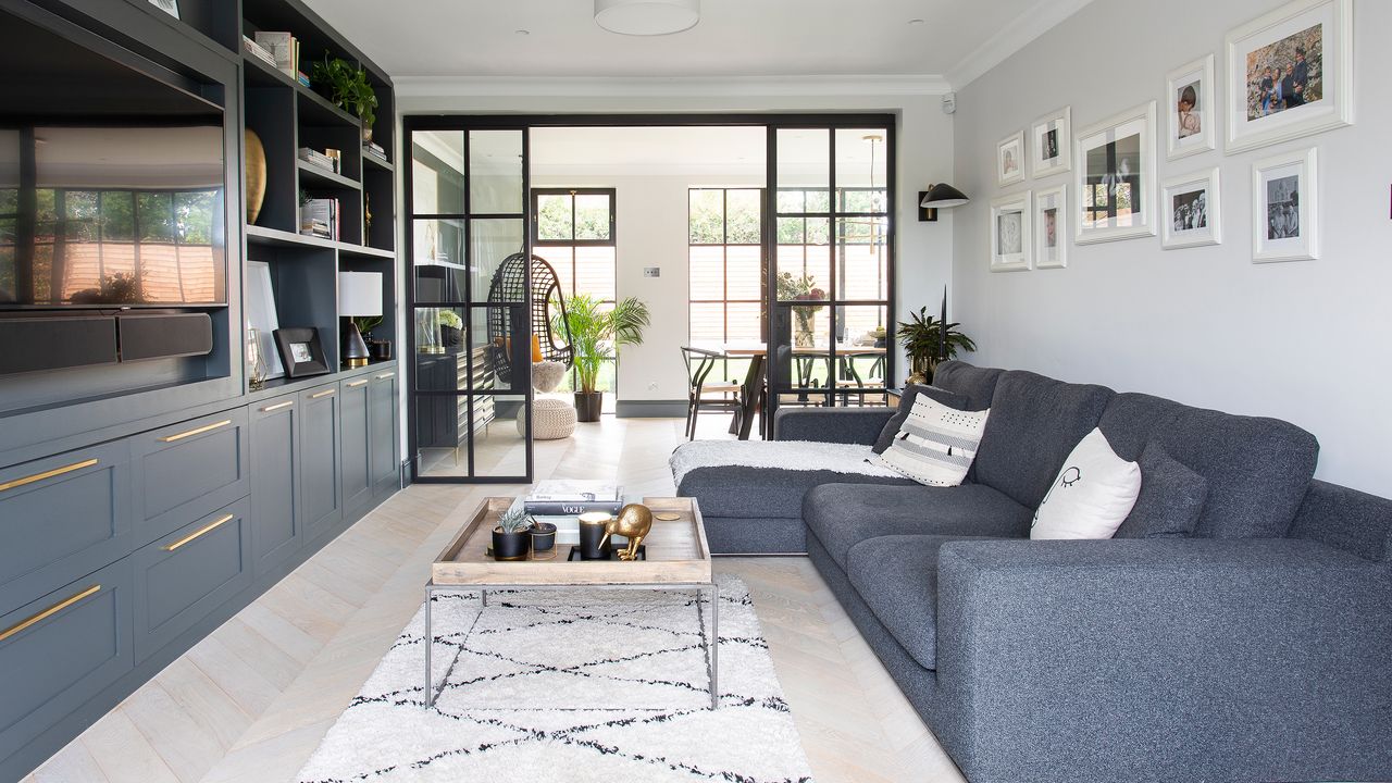 Living room with glazed wall