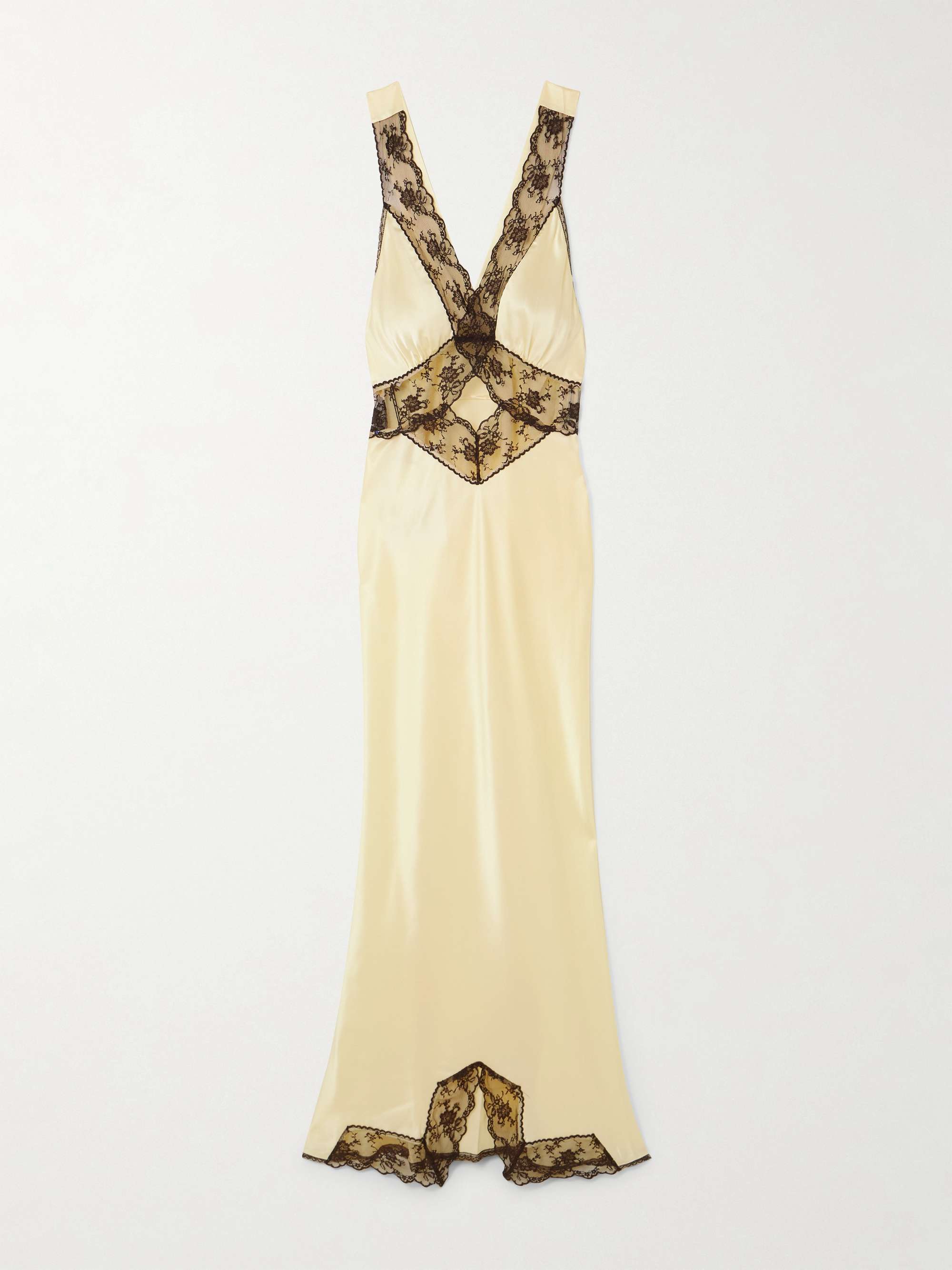 Willa Lace-Trimmed Cutout Silk Maxi Dress