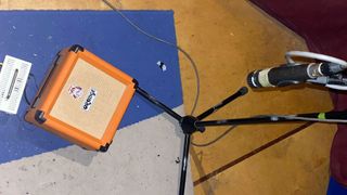 Guitar amp on floor