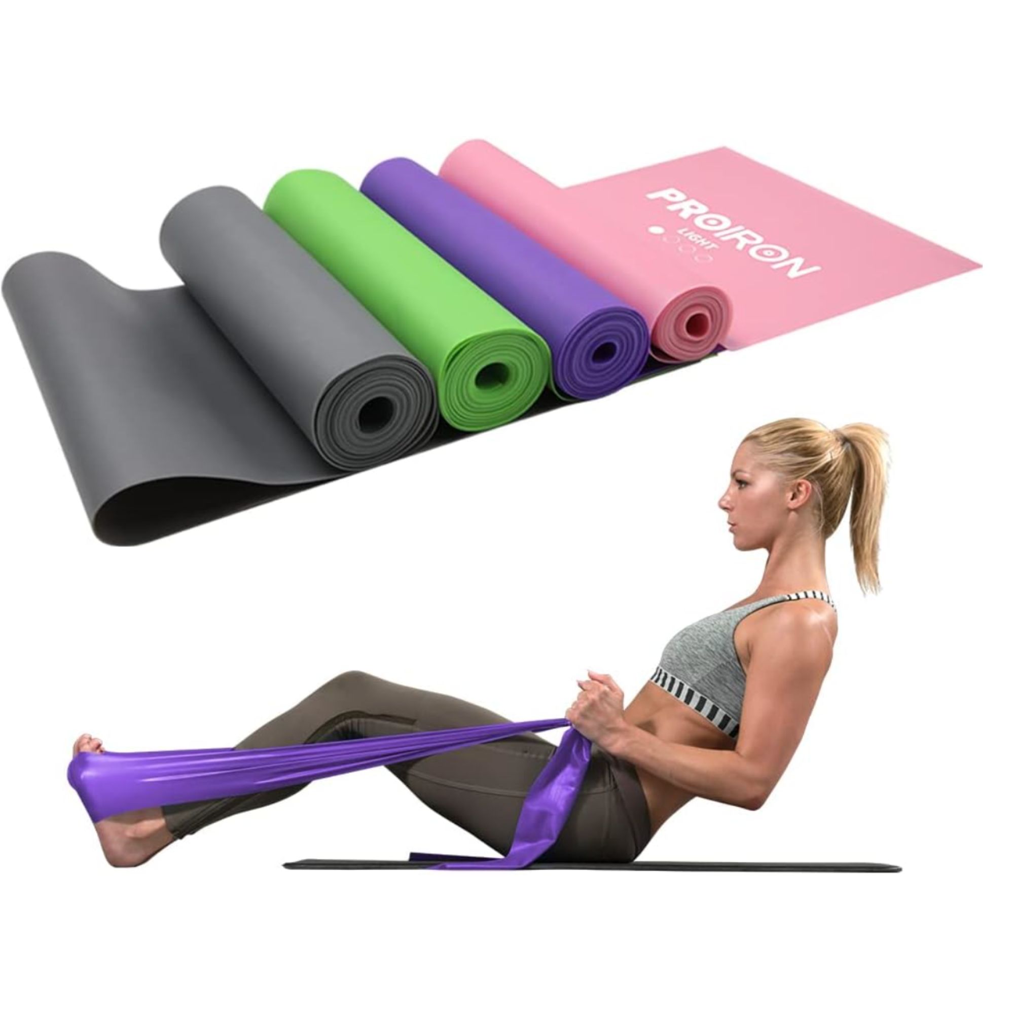 Woman using PROIRON Latex-Free Resistance Bands