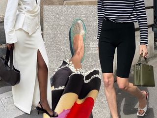 collage of three fashion influencers including Sylvie Mus, Sasha Mei, and Camille Charriere, wearing editor-approved sandals like slingback sandals, jelly sandals, and kitten heel mule sandals