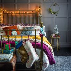 bedroom decorated with christmas theme