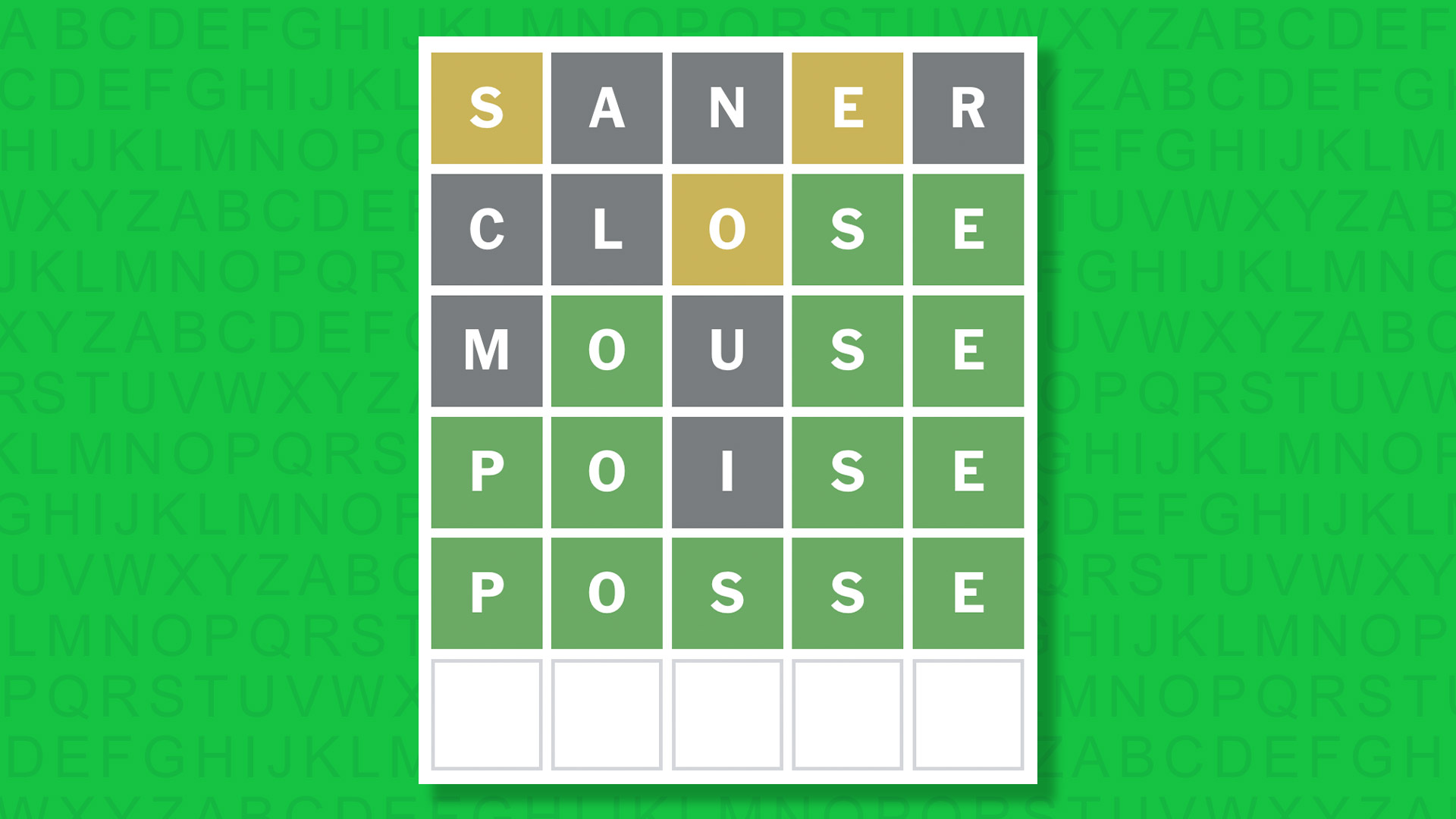 NYT Wordle answer for game 1660 on a green background