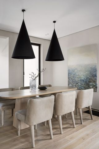 A minimalist dining room