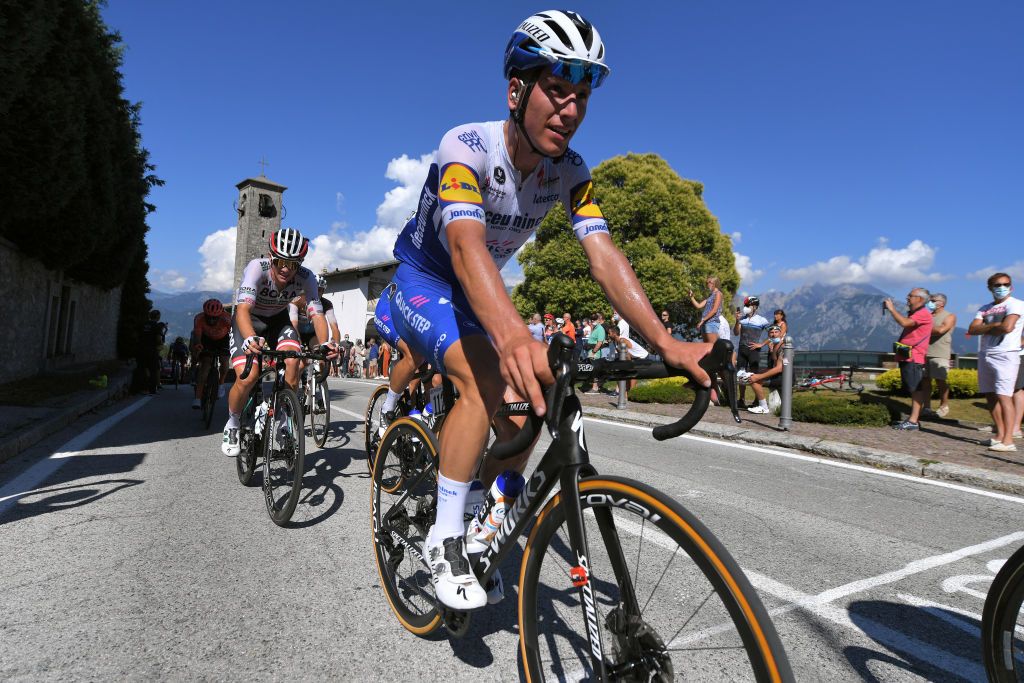 COMO ITALY AUGUST 15 Joao Almeida of Portugal and Team Deceuninck QuickStep Madonna del Ghisallo 754m during the 114th Il Lombardia 2020 a 231km race from Bergamo to Como ilombardia IlLombardia on August 15 2020 in Como Italy Photo by Tim de WaeleGetty Images