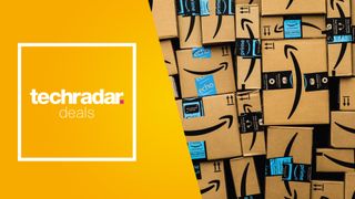 Various Amazon packages next to TechRadar deals logo