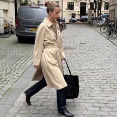 Clara Dyrhauge wearing a trench coat. 