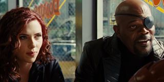 Scarlett Johansson and Samuel L. Jackson in Iron Man 2