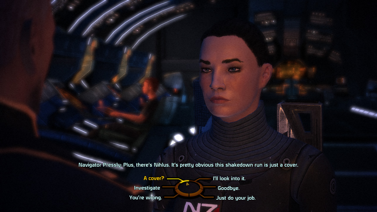 Mass Effect's dialogue wheel.