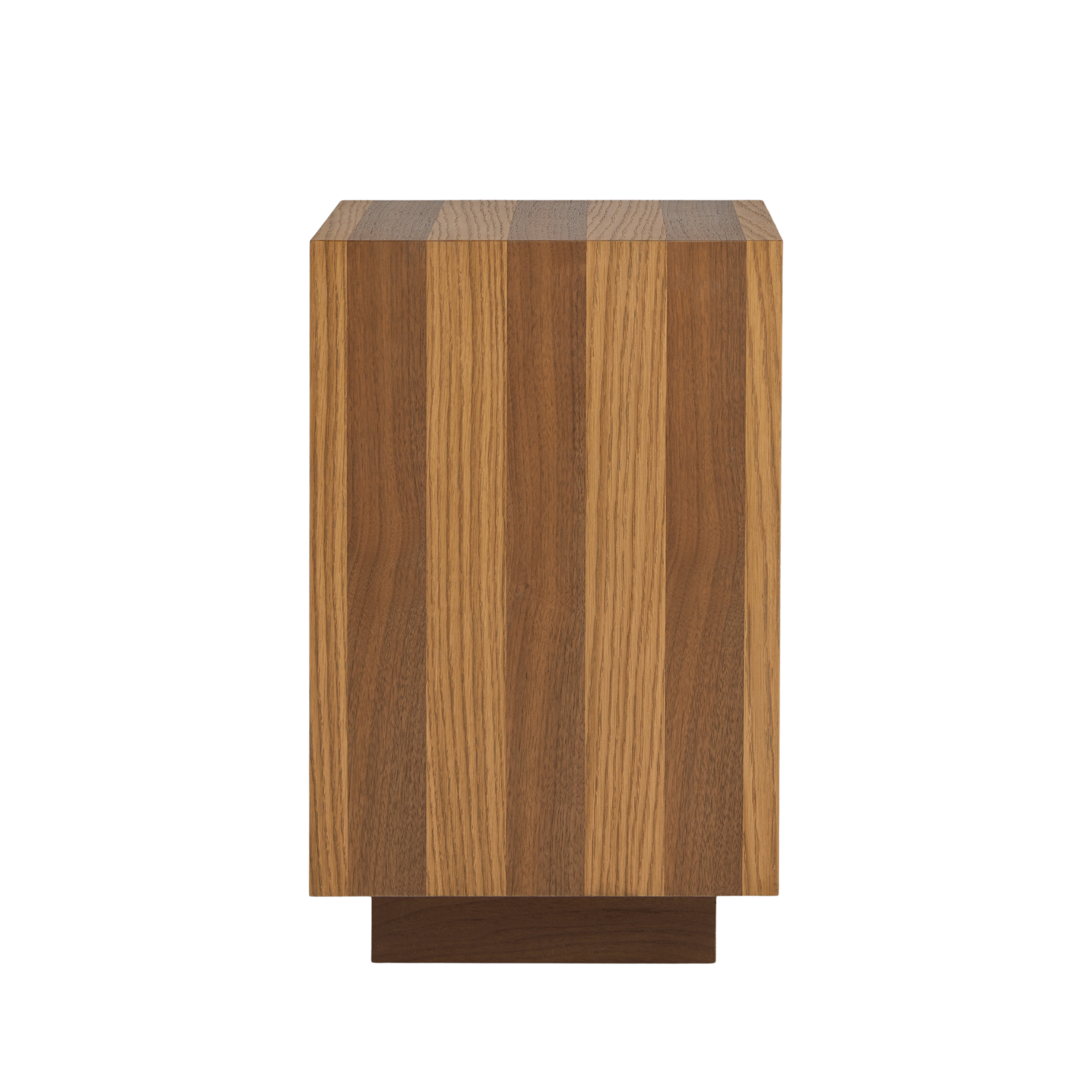 a striped wood side table
