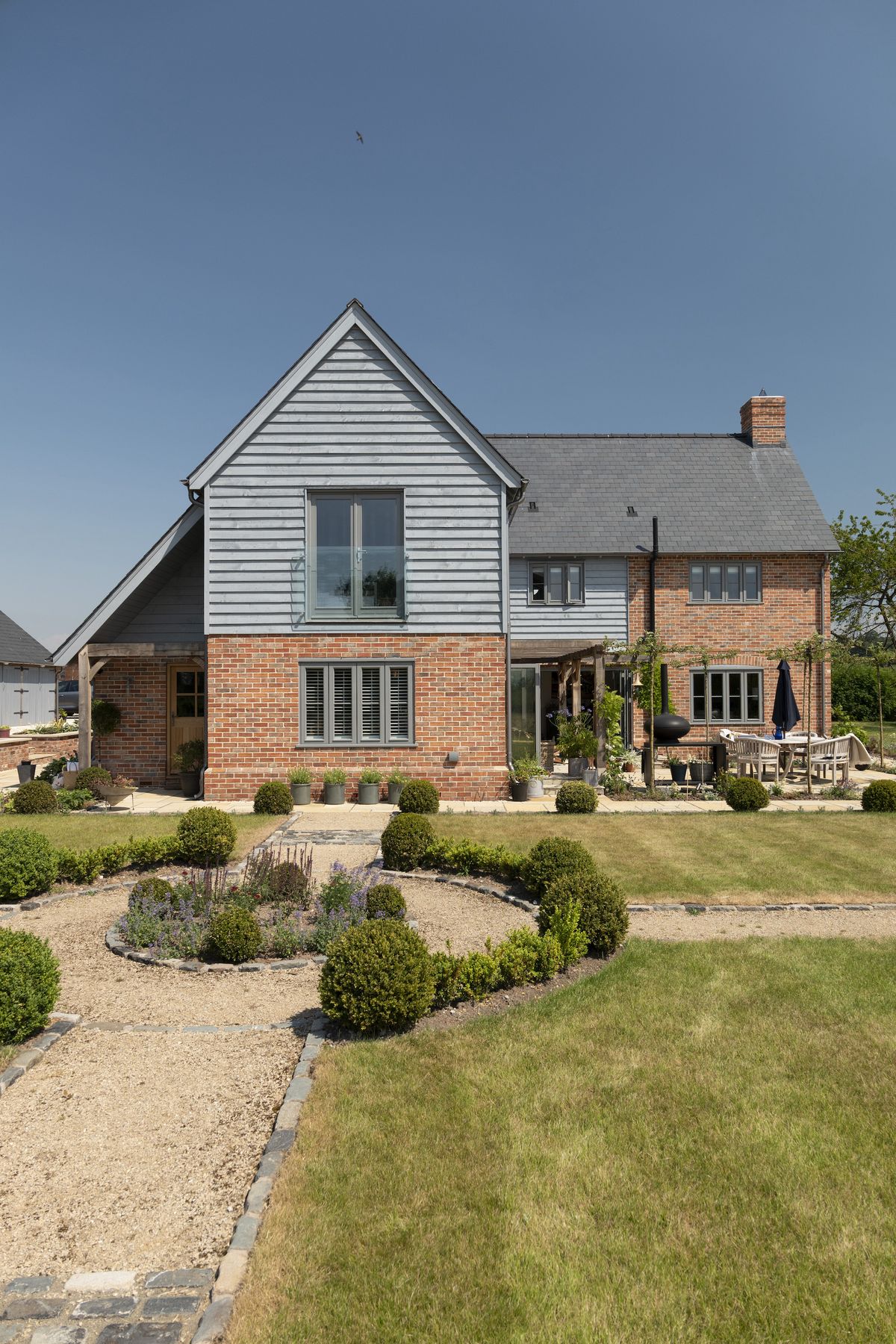 oak frame self build with formal gardens