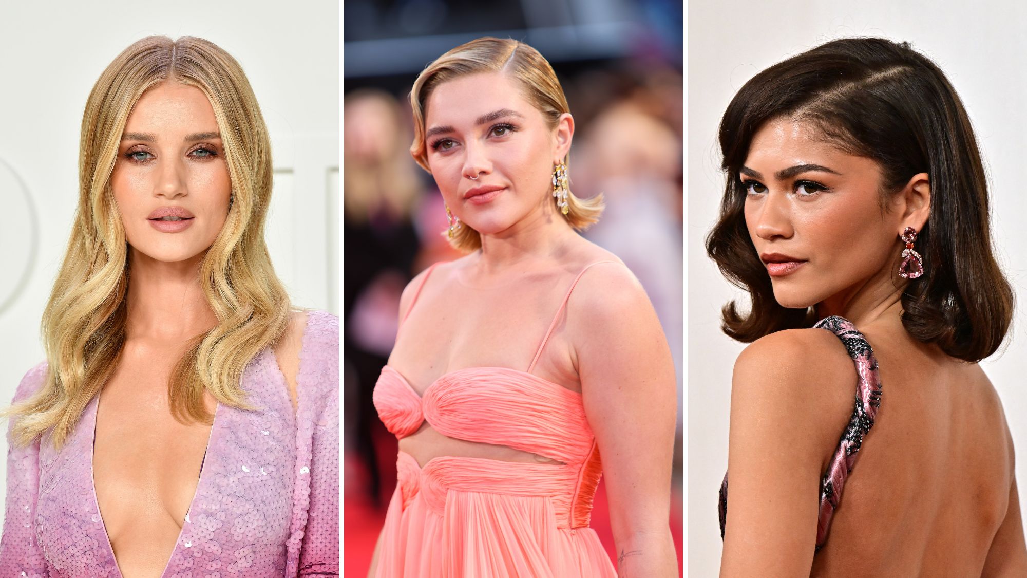 rosie huntington-whiteley, florence pugh, zendaya with thickening haircuts