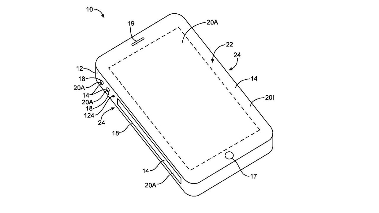 Apple patent showing a side-mounted iPhone display