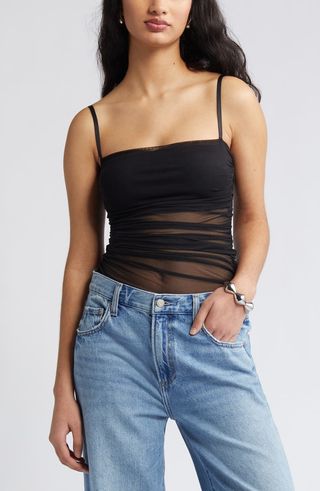 Ruched Mesh Camisole