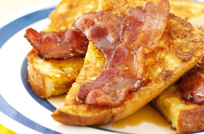 French toast with maple syrup and bacon