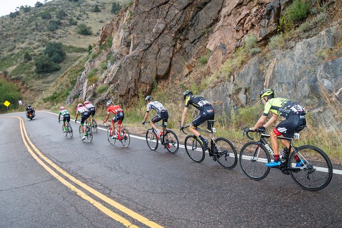 The breakaway group on a wet climb on stage 3 of the 2018 Colorado Classic