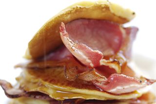 Bacon pancakes with maple syrup