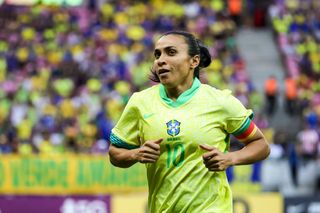 Brazil women Olympics 2024 squad Marta Vieira of Brazil runs in the field during the Women’s International Friendly match between Brazil and Jamaica at Arena Pernambuco on June 1, 2024 in Recife, Brazil. (Photo by Chico Peixoto/Eurasia Sport Images/Getty Images)