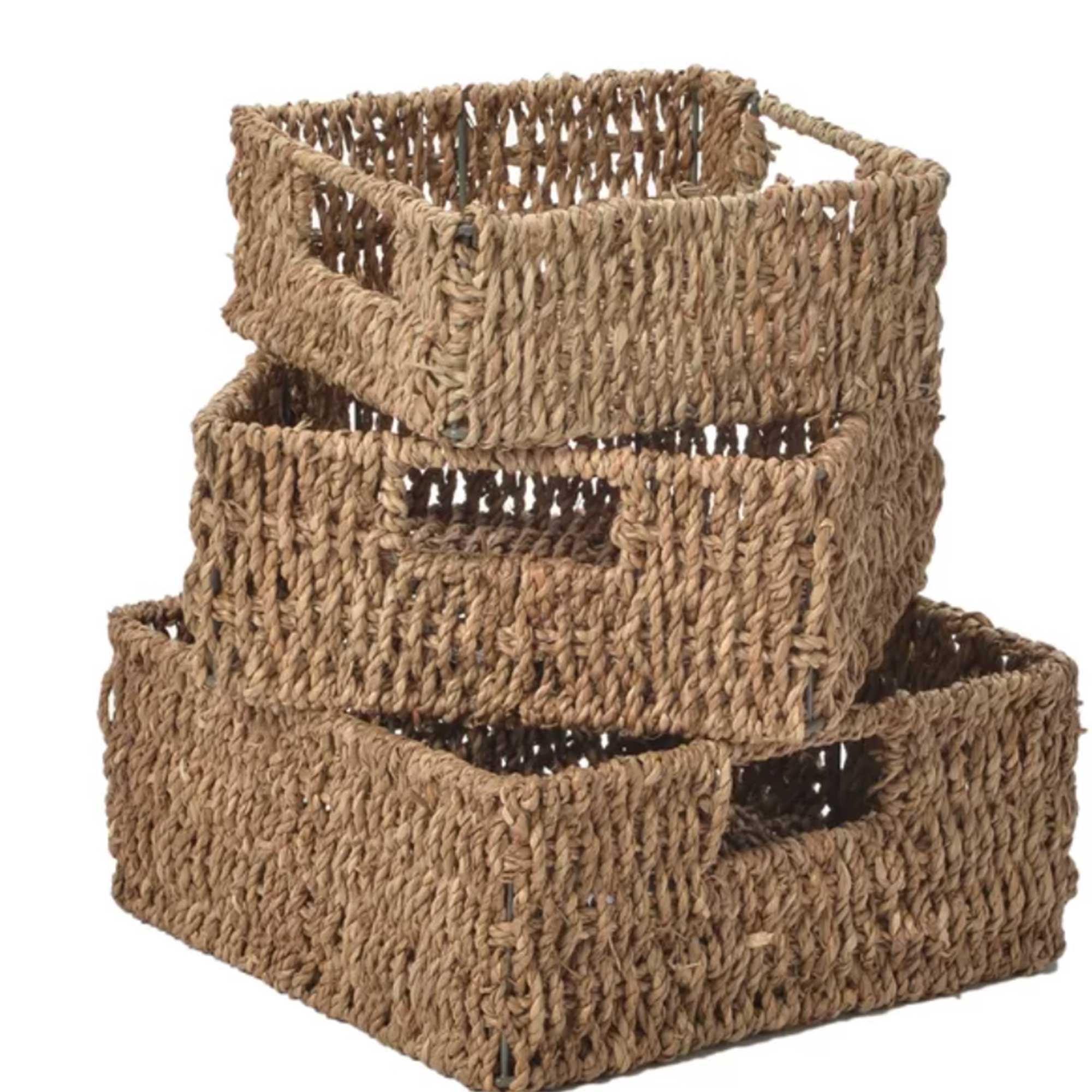 Set of 3 sisal storage baskets