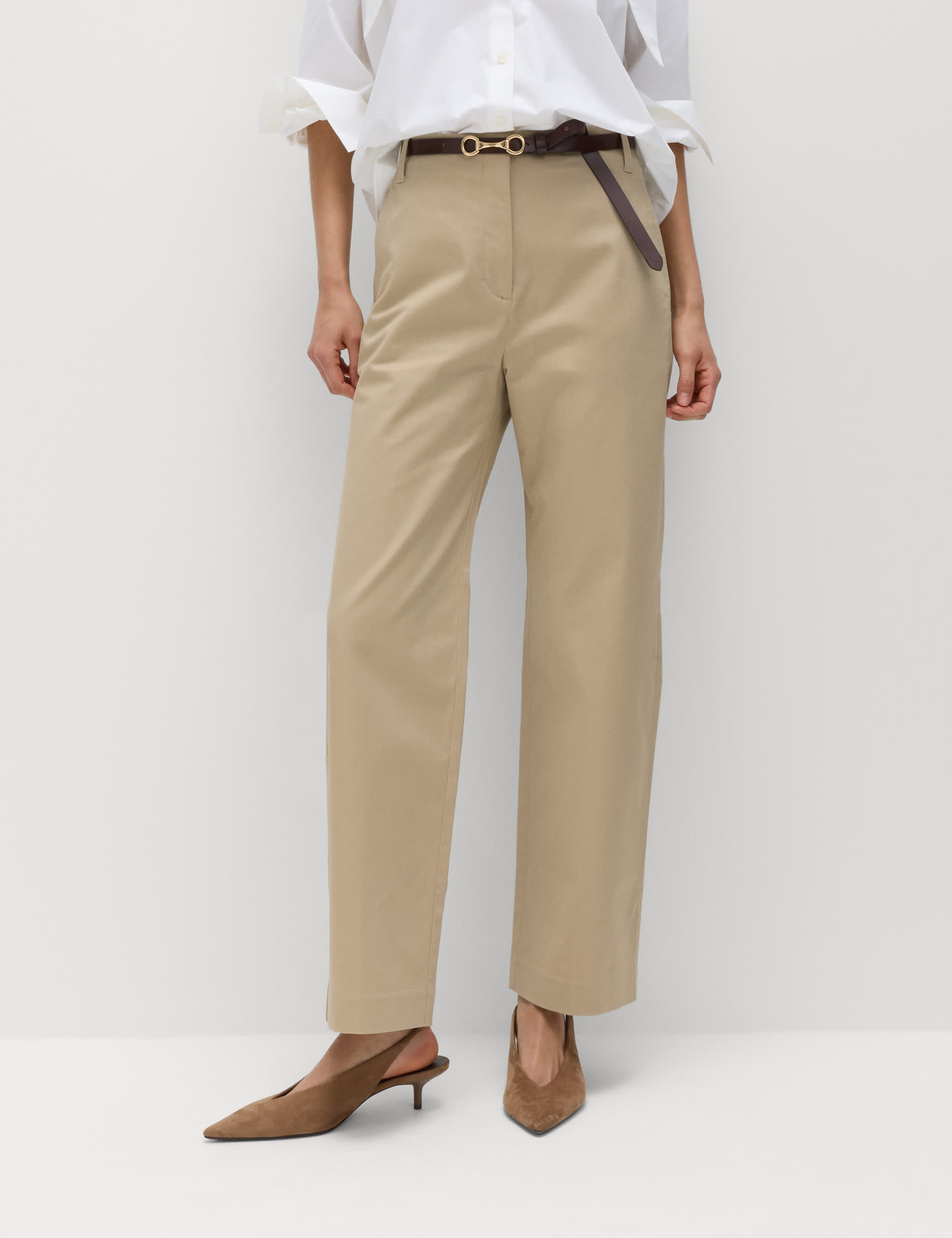 Cotton Rich Straight Leg Trousers