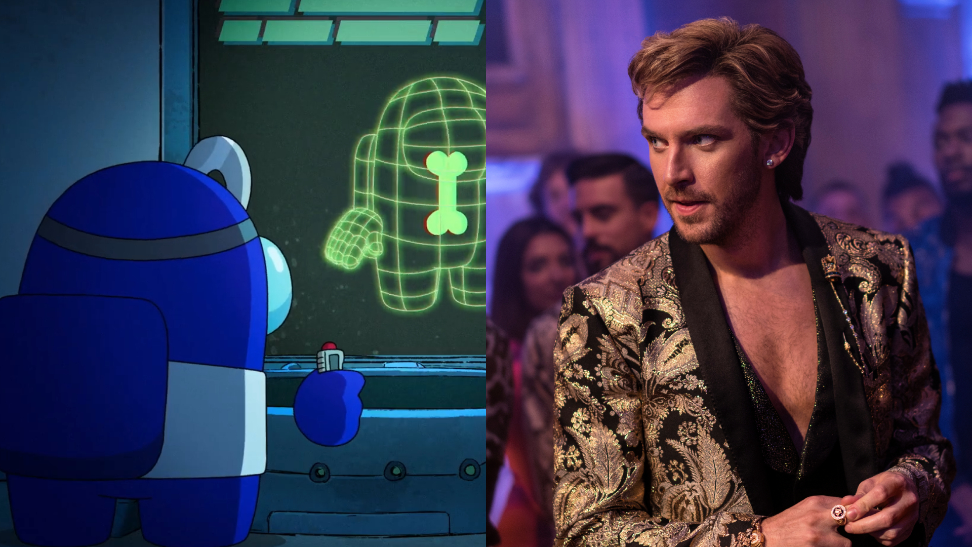 Blue in Among Us TV show, Dan Stevens in Eurovision movie