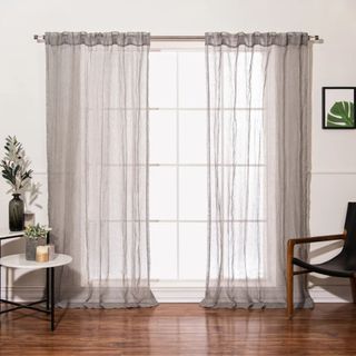 Jazmine Linen Solid Color Sheer Curtain Panels (Set of 2)