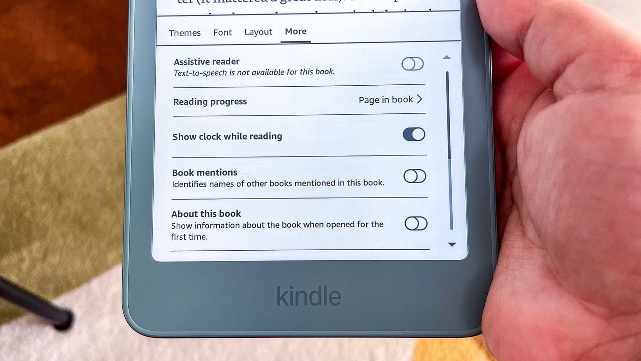 Book settings in the Amazon Kindle 2026