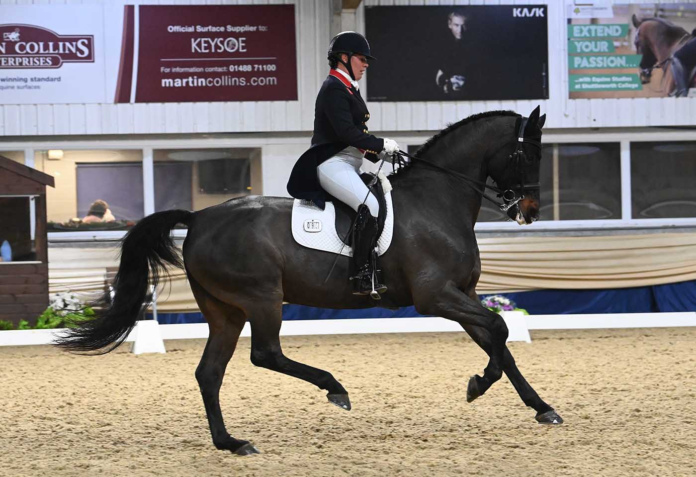 Fiona Bigwood riding Hawtins Delicato at Keysoe High Profile dressage show