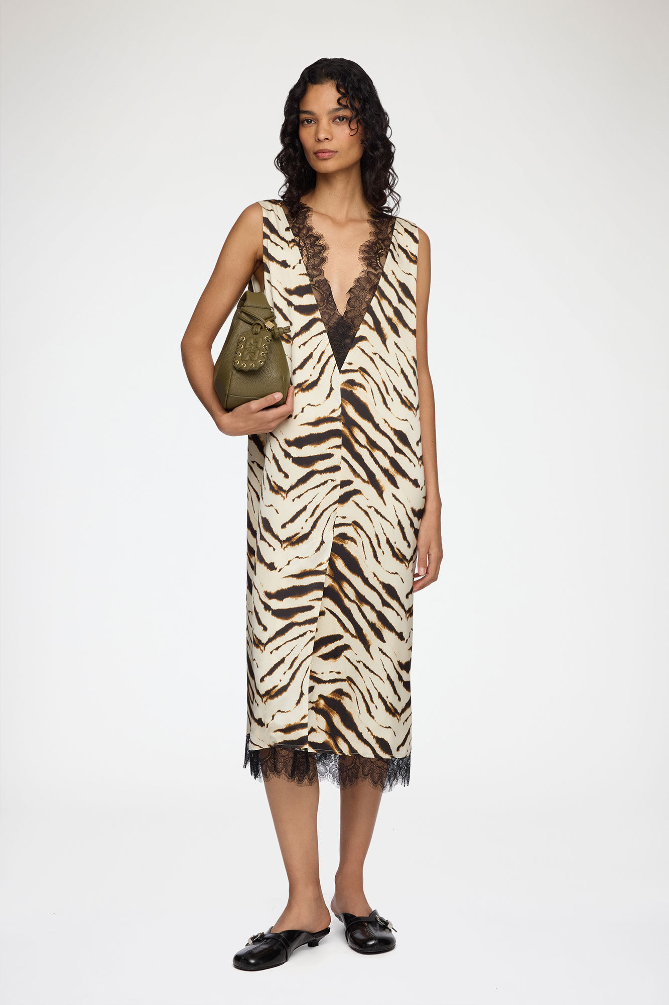 Ganni Dress in Zebra Satin