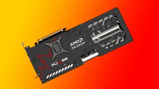 Sapphire Pulse Radeon RX 9070 XT on a red and orange background