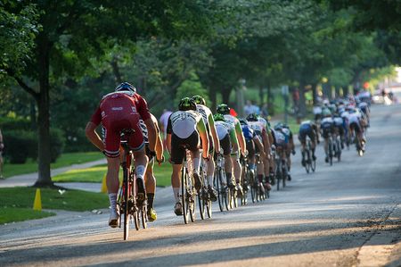The tail end of the pro men's Lake Bluff Criterium