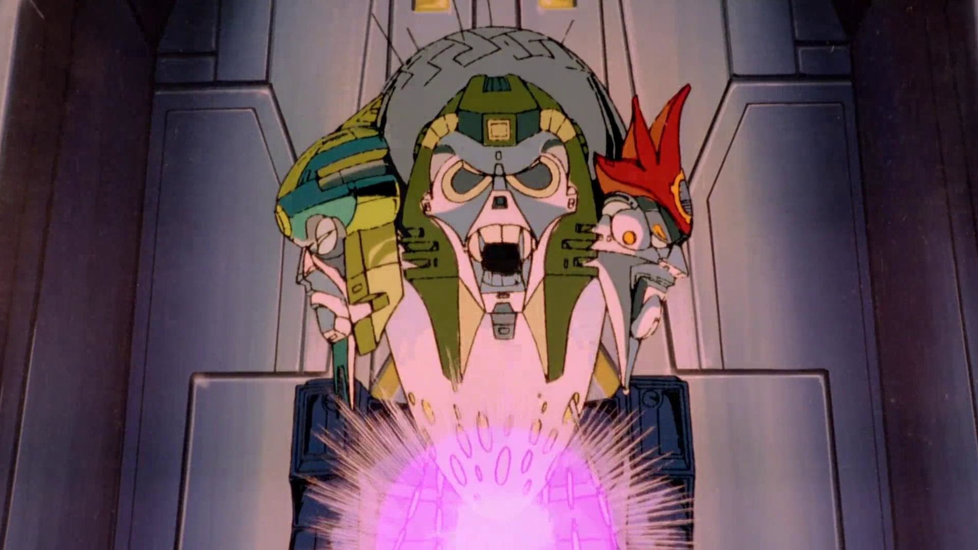 Screenshot from the 1986 animated sci-fi movie "Transformers: The Movie"