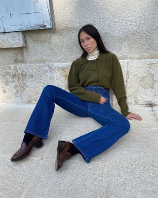 Herbst-Jeans-Outfits für französische Mädchen