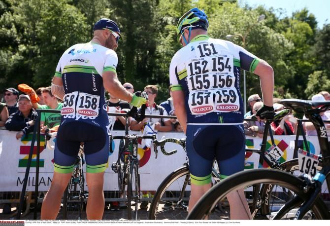 Dan Jones pinned on the numbers of the Orica-GreenEdge riders who didn't finish the race