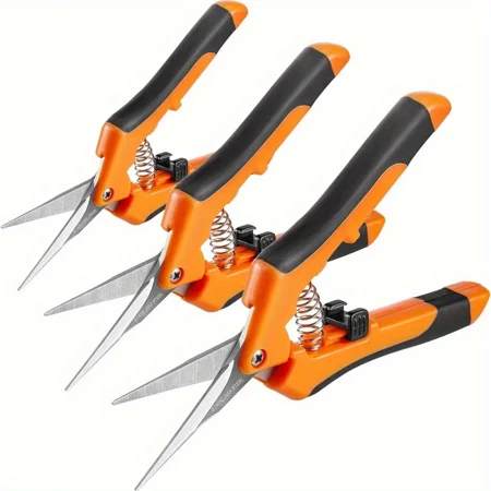 Homneer 3 Packs Garden Pruning Shears, Garden Trimming Scissors, Titanium Coated Precision Bonsai Shears, Convenient Flower Cutters (orange)
