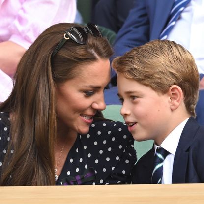 Catherine, Duchess of Cambridge and Prince George of Cambridge attend the Men's Singles Final at All England Lawn Tennis and Croquet Club on July 10, 2022 in London, England.
