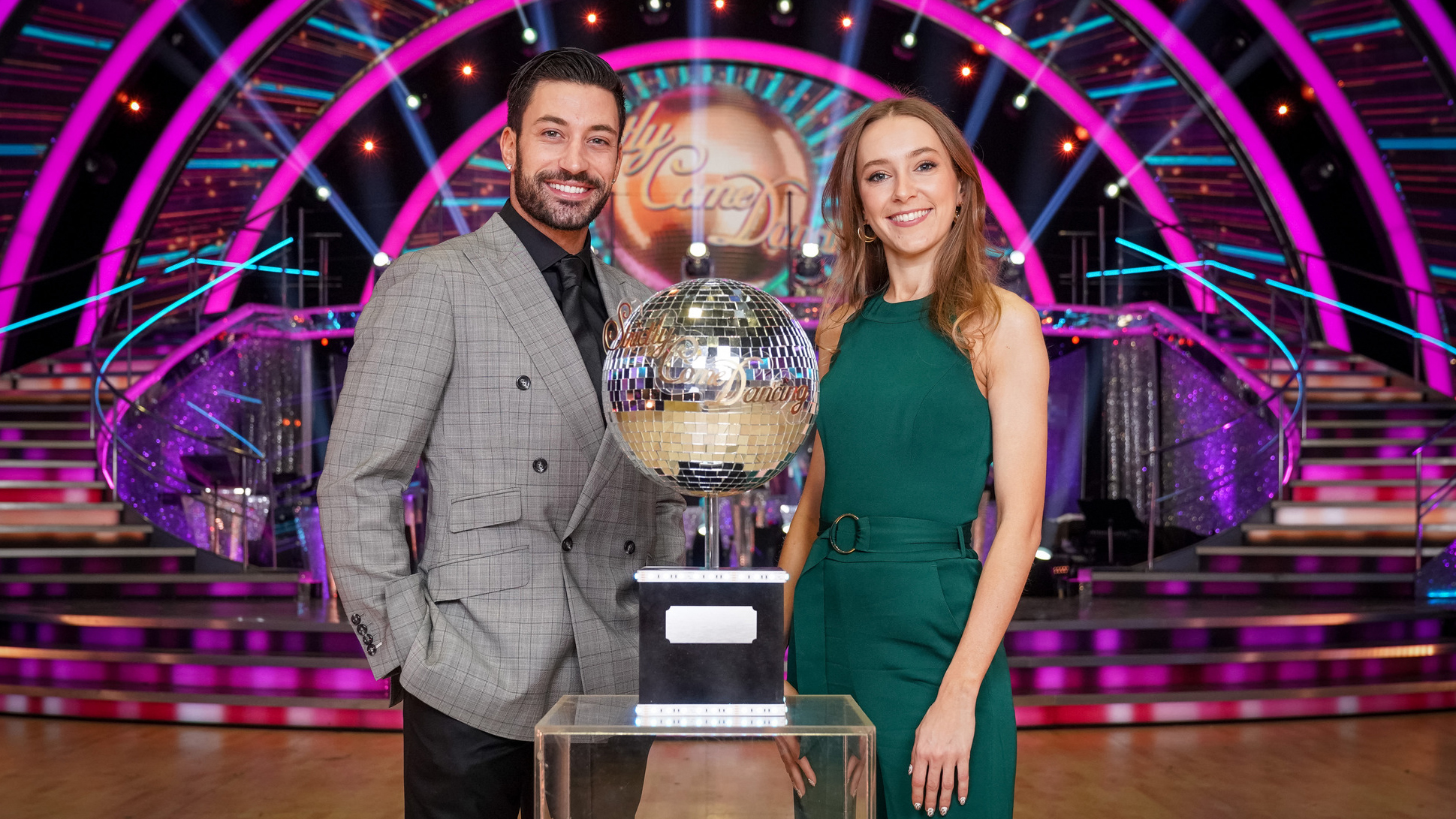 Rose Ayling-Ellis and Giovanni with the Glitterball trophy