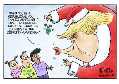 Political cartoon U.S. Christmas Trump GOP tax cuts CHIP
