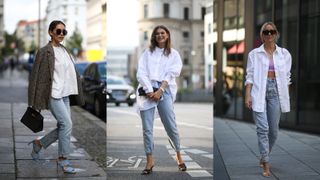 mom jean outfits: street style shirts