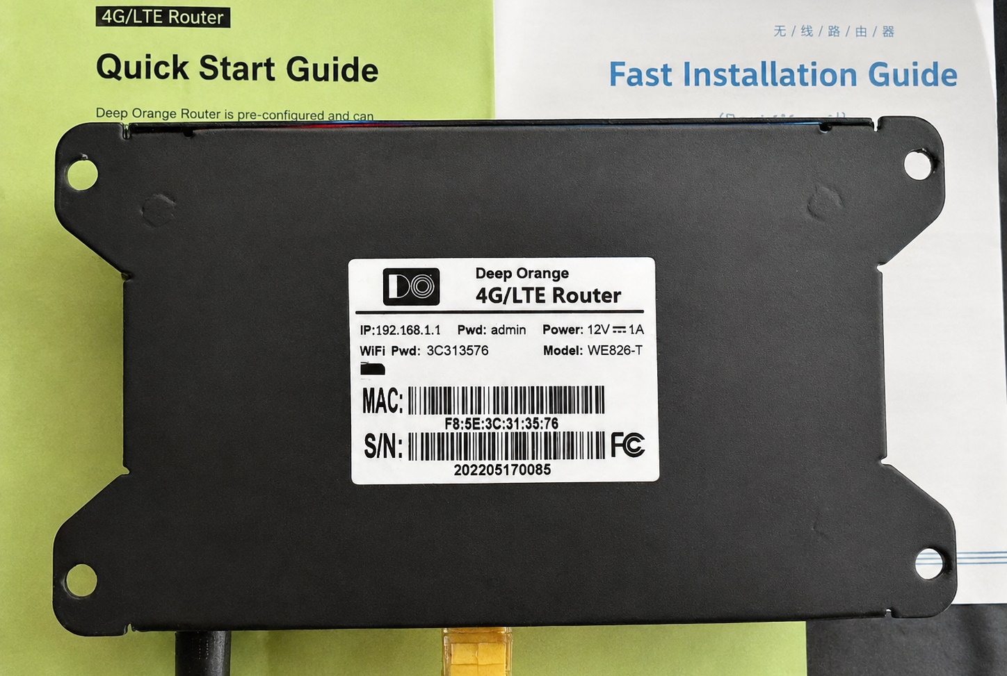 A photograph of the Deep Orange 4G/LTE Router, which is a rebranded ZBT device.