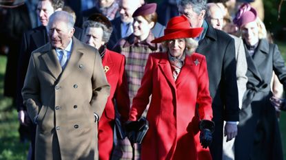 King Charles III, Princess Anne, Princess Royal, Princess Eugenie of York and Queen Camilla attend the Christmas Morning Service at Sandringham Church on December 25, 2025
